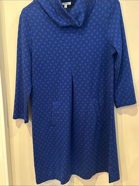 Tyler Boe Royal Blue Patterned Cowl Neck Dress